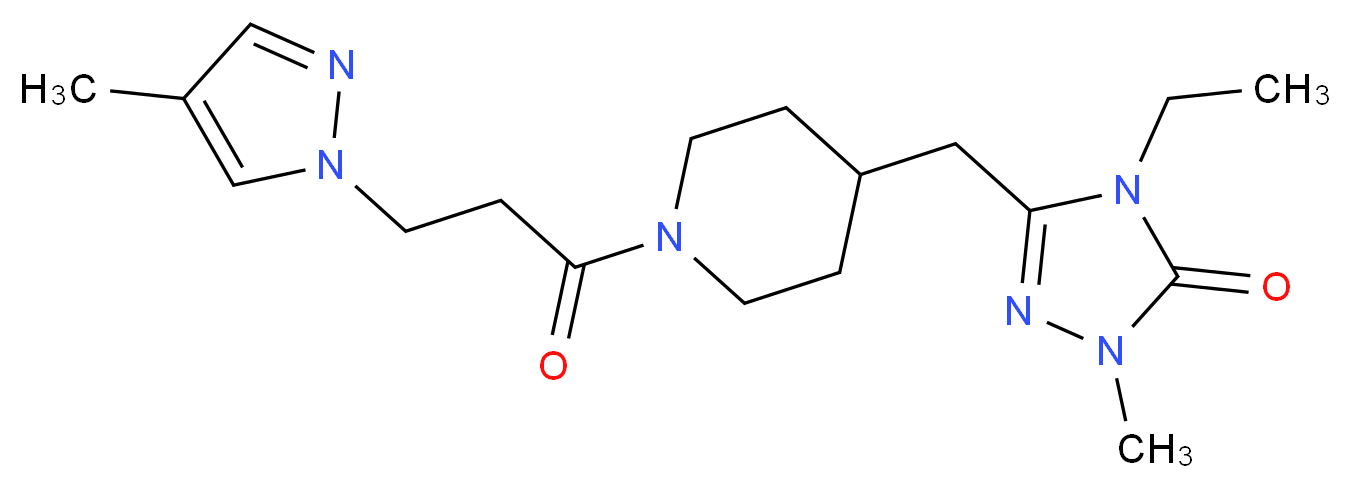 4-ethyl-2-methyl-5-({1-[3-(4-methyl-1H-pyrazol-1-yl)propanoyl]piperidin-4-yl}methyl)-2,4-dihydro-3H-1,2,4-triazol-3-one_Molecular_structure_CAS_)