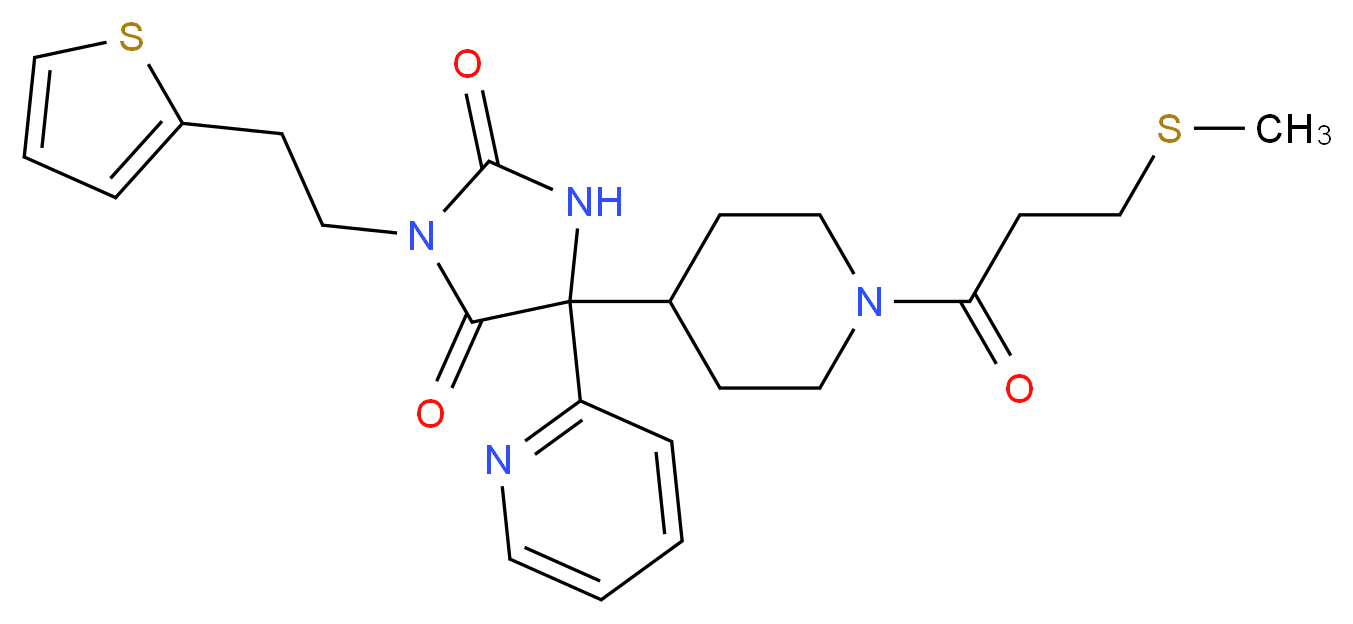 5-{1-[3-(methylthio)propanoyl]-4-piperidinyl}-5-(2-pyridinyl)-3-[2-(2-thienyl)ethyl]-2,4-imidazolidinedione_Molecular_structure_CAS_)