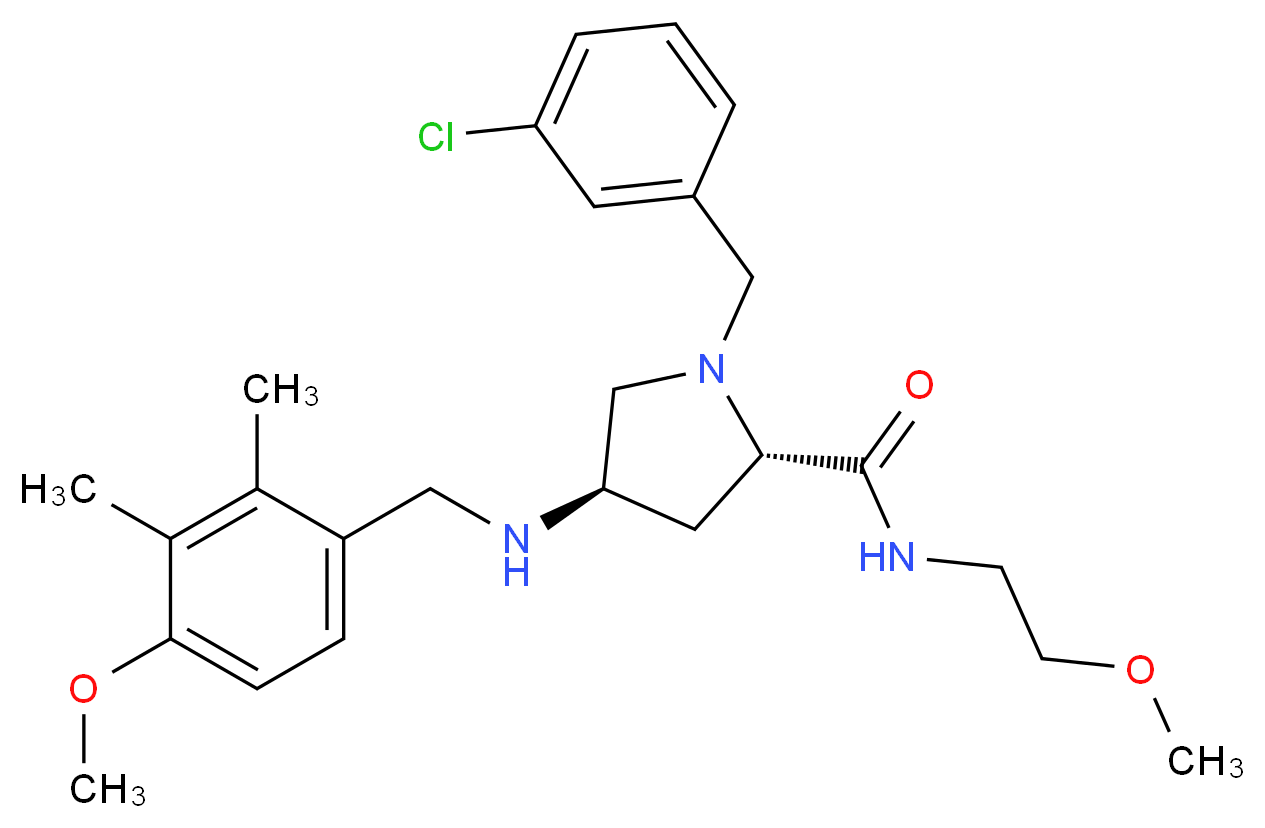 (4R)-1-(3-chlorobenzyl)-4-[(4-methoxy-2,3-dimethylbenzyl)amino]-N-(2-methoxyethyl)-L-prolinamide_Molecular_structure_CAS_)
