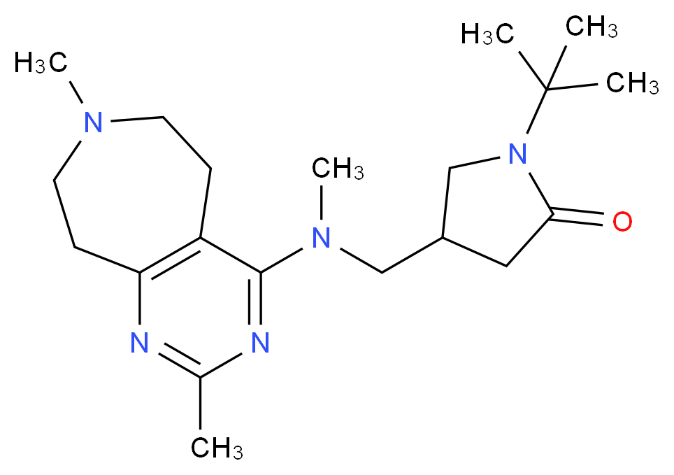 1-tert-butyl-4-{[(2,7-dimethyl-6,7,8,9-tetrahydro-5H-pyrimido[4,5-d]azepin-4-yl)(methyl)amino]methyl}pyrrolidin-2-one_Molecular_structure_CAS_)