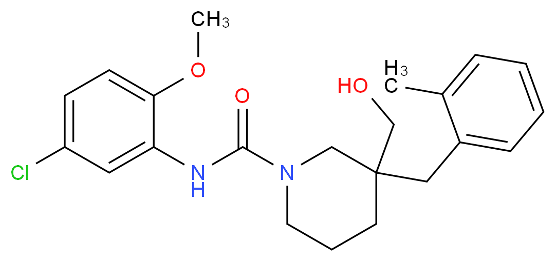 N-(5-chloro-2-methoxyphenyl)-3-(hydroxymethyl)-3-(2-methylbenzyl)-1-piperidinecarboxamide_Molecular_structure_CAS_)