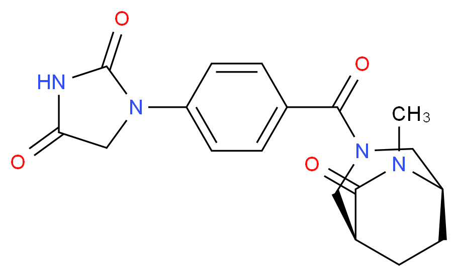 1-(4-{[(1S*,5R*)-6-methyl-7-oxo-3,6-diazabicyclo[3.2.2]non-3-yl]carbonyl}phenyl)-2,4-imidazolidinedione_Molecular_structure_CAS_)