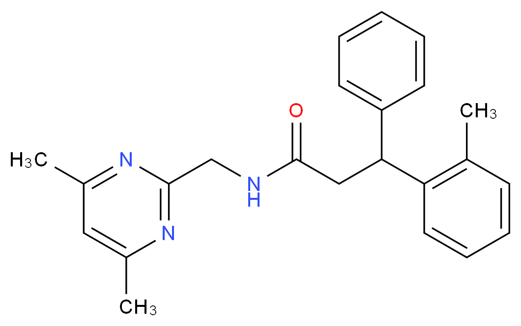N-[(4,6-dimethylpyrimidin-2-yl)methyl]-3-(2-methylphenyl)-3-phenylpropanamide_Molecular_structure_CAS_)