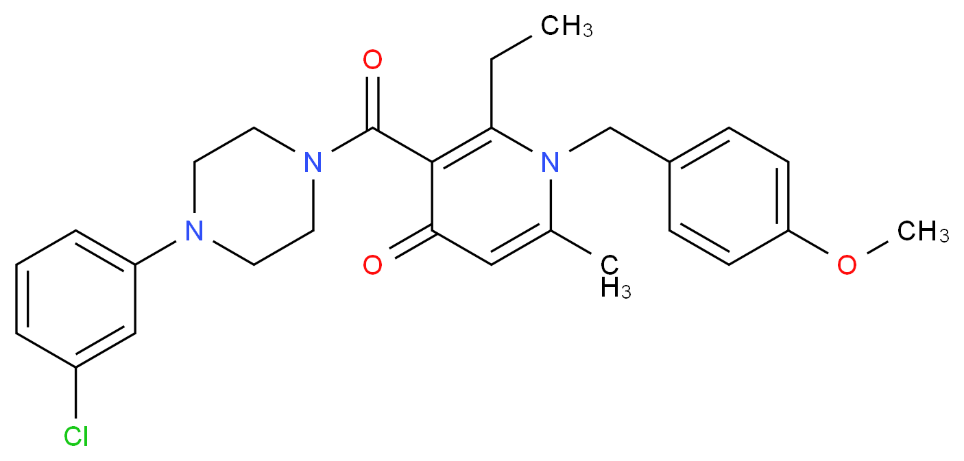 3-{[4-(3-chlorophenyl)-1-piperazinyl]carbonyl}-2-ethyl-1-(4-methoxybenzyl)-6-methyl-4(1H)-pyridinone_Molecular_structure_CAS_)