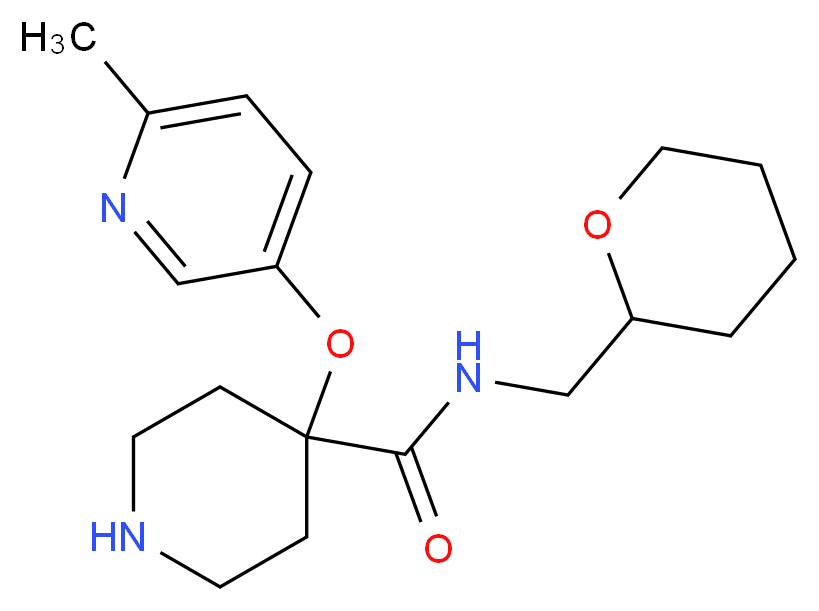 4-[(6-methylpyridin-3-yl)oxy]-N-(tetrahydro-2H-pyran-2-ylmethyl)piperidine-4-carboxamide_Molecular_structure_CAS_)