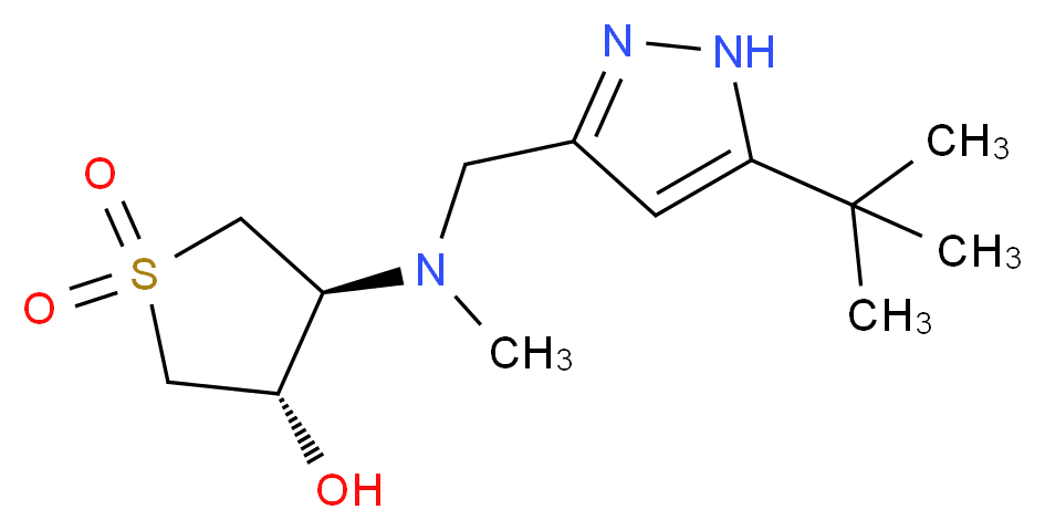 (3S*,4S*)-4-[[(5-tert-butyl-1H-pyrazol-3-yl)methyl](methyl)amino]tetrahydrothiophene-3-ol 1,1-dioxide_Molecular_structure_CAS_)
