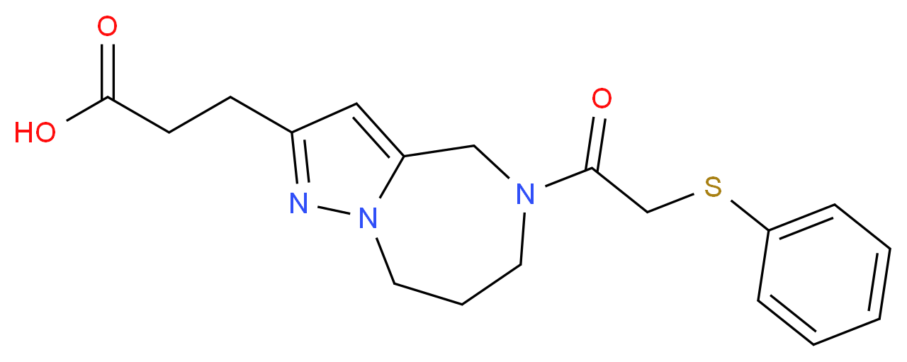 3-{5-[(phenylthio)acetyl]-5,6,7,8-tetrahydro-4H-pyrazolo[1,5-a][1,4]diazepin-2-yl}propanoic acid_Molecular_structure_CAS_)