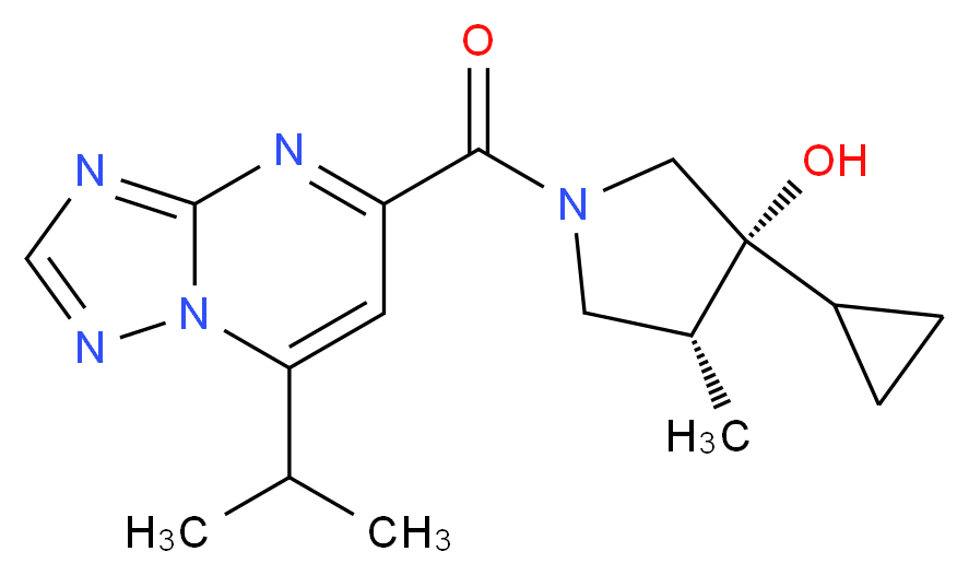 (3R*,4R*)-3-cyclopropyl-1-[(7-isopropyl[1,2,4]triazolo[1,5-a]pyrimidin-5-yl)carbonyl]-4-methylpyrrolidin-3-ol_Molecular_structure_CAS_)