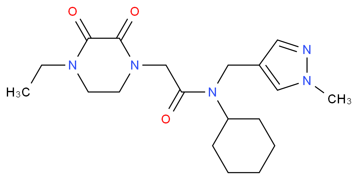 N-cyclohexyl-2-(4-ethyl-2,3-dioxopiperazin-1-yl)-N-[(1-methyl-1H-pyrazol-4-yl)methyl]acetamide_Molecular_structure_CAS_)