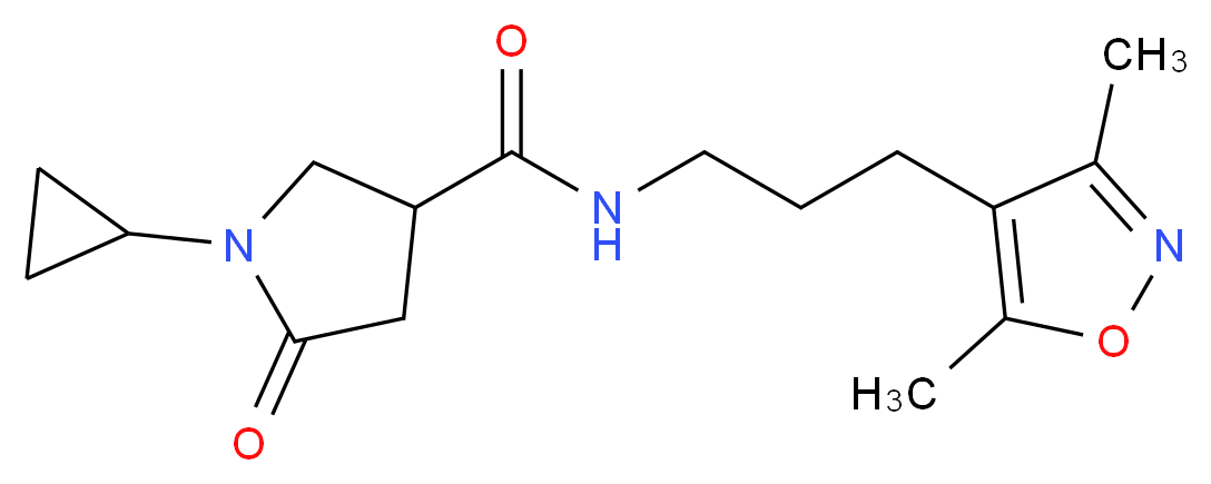 1-cyclopropyl-N-[3-(3,5-dimethyl-4-isoxazolyl)propyl]-5-oxo-3-pyrrolidinecarboxamide_Molecular_structure_CAS_)