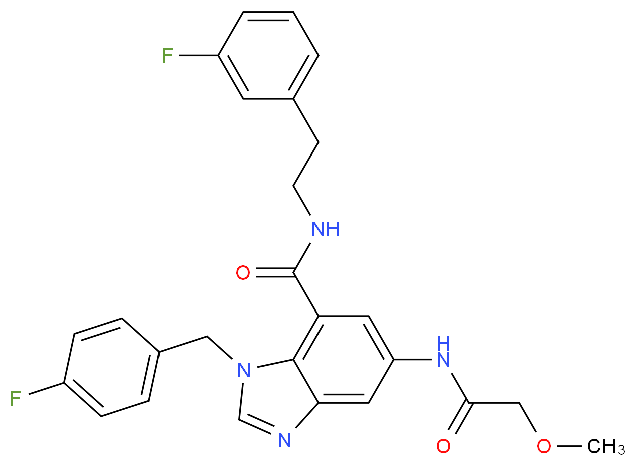 1-(4-fluorobenzyl)-N-[2-(3-fluorophenyl)ethyl]-5-[(methoxyacetyl)amino]-1H-benzimidazole-7-carboxamide_Molecular_structure_CAS_)