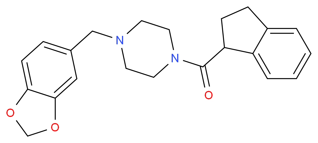 1-(1,3-benzodioxol-5-ylmethyl)-4-(2,3-dihydro-1H-inden-1-ylcarbonyl)piperazine_Molecular_structure_CAS_)