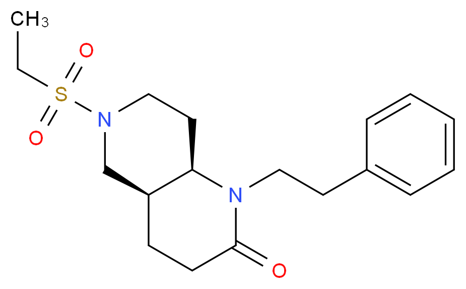 (4aS*,8aR*)-6-(ethylsulfonyl)-1-(2-phenylethyl)octahydro-1,6-naphthyridin-2(1H)-one_Molecular_structure_CAS_)