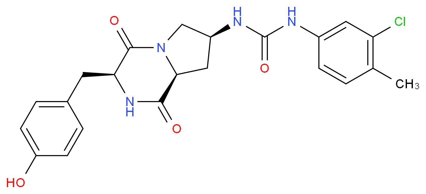 N-(3-chloro-4-methylphenyl)-N'-[(3S,7S,8aS)-3-(4-hydroxybenzyl)-1,4-dioxooctahydropyrrolo[1,2-a]pyrazin-7-yl]urea_Molecular_structure_CAS_)