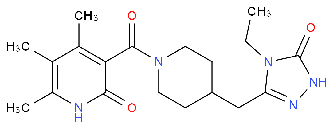 3-({4-[(4-ethyl-5-oxo-4,5-dihydro-1H-1,2,4-triazol-3-yl)methyl]-1-piperidinyl}carbonyl)-4,5,6-trimethyl-2(1H)-pyridinone_Molecular_structure_CAS_)