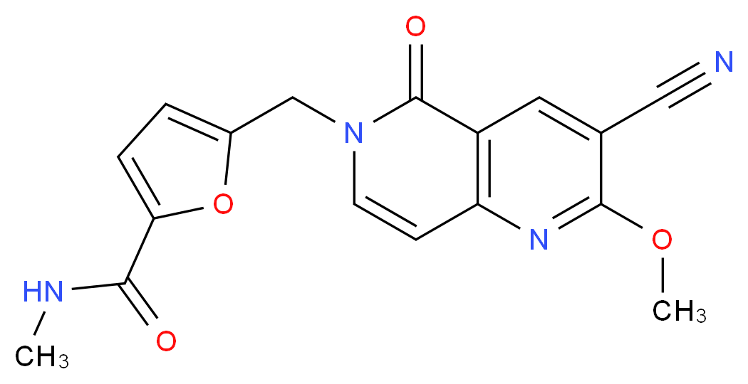 5-[(3-cyano-2-methoxy-5-oxo-1,6-naphthyridin-6(5H)-yl)methyl]-N-methyl-2-furamide_Molecular_structure_CAS_)