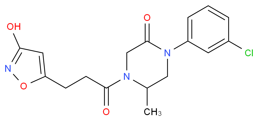 1-(3-chlorophenyl)-4-[3-(3-hydroxy-5-isoxazolyl)propanoyl]-5-methyl-2-piperazinone_Molecular_structure_CAS_)