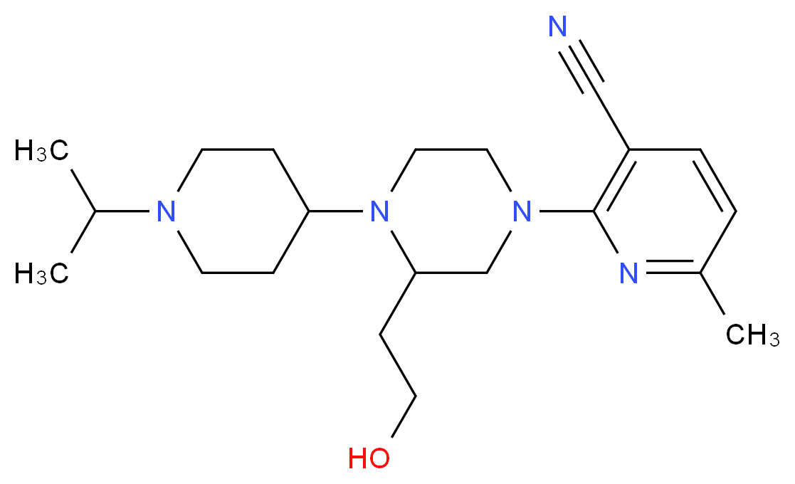 2-[3-(2-hydroxyethyl)-4-(1-isopropyl-4-piperidinyl)-1-piperazinyl]-6-methylnicotinonitrile_Molecular_structure_CAS_)
