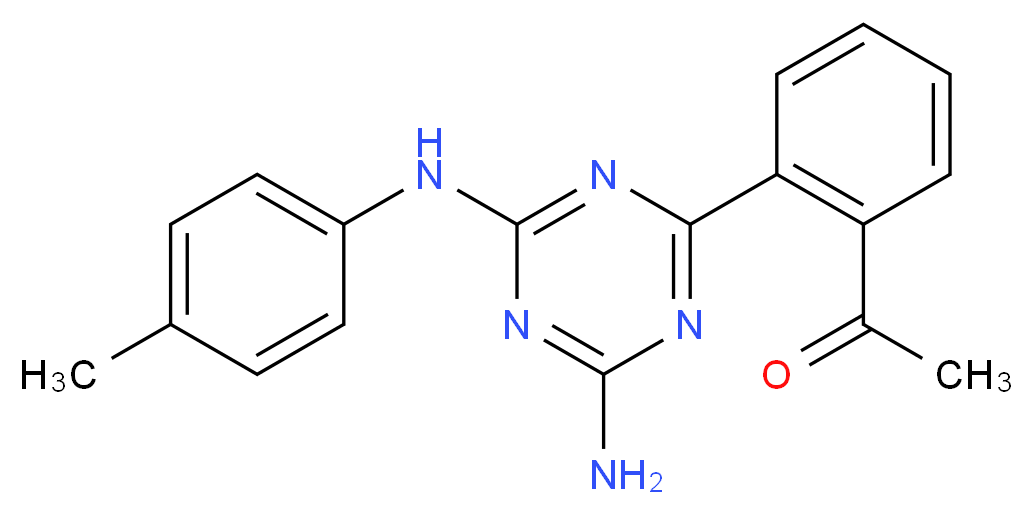 1-(2-{4-amino-6-[(4-methylphenyl)amino]-1,3,5-triazin-2-yl}phenyl)ethanone_Molecular_structure_CAS_)