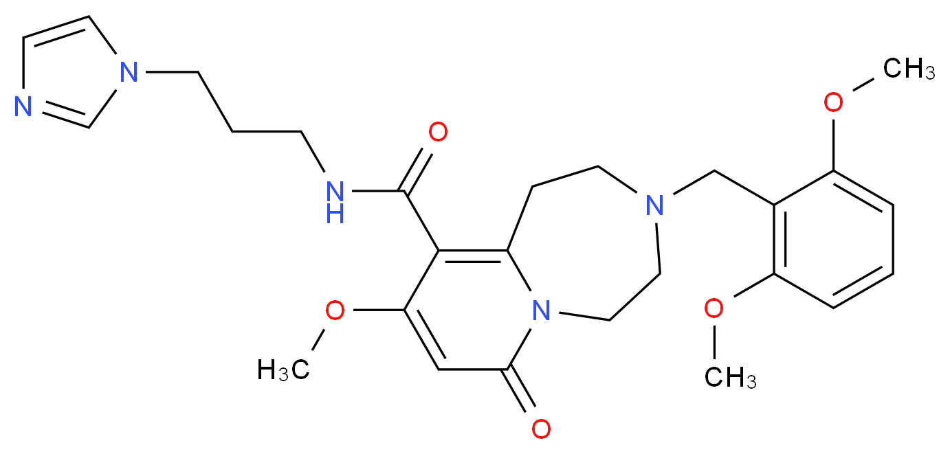 3-(2,6-dimethoxybenzyl)-N-[3-(1H-imidazol-1-yl)propyl]-9-methoxy-7-oxo-1,2,3,4,5,7-hexahydropyrido[1,2-d][1,4]diazepine-10-carboxamide_Molecular_structure_CAS_)