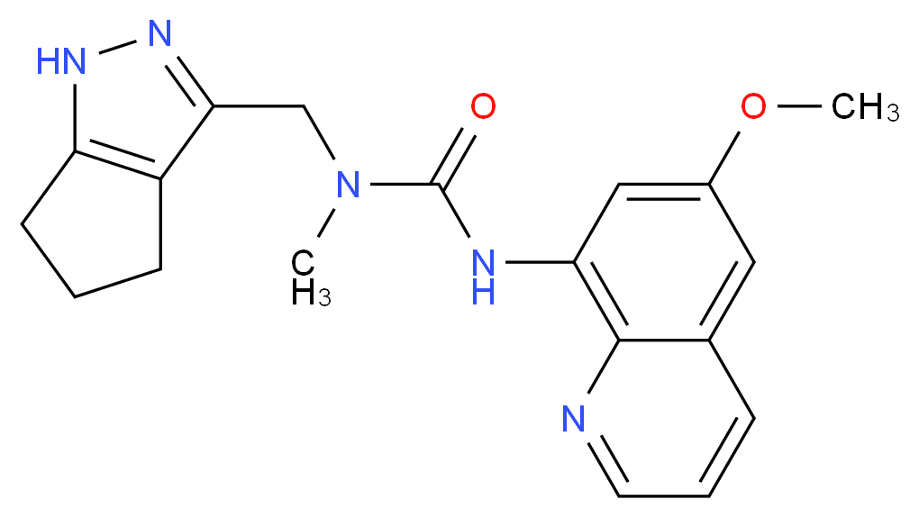 N'-(6-methoxyquinolin-8-yl)-N-methyl-N-(1,4,5,6-tetrahydrocyclopenta[c]pyrazol-3-ylmethyl)urea_Molecular_structure_CAS_)