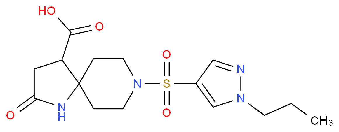 2-oxo-8-[(1-propyl-1H-pyrazol-4-yl)sulfonyl]-1,8-diazaspiro[4.5]decane-4-carboxylic acid_Molecular_structure_CAS_)