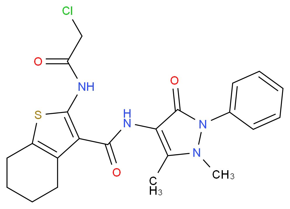 2-(2-Chloro-acetylamino)-4,5,6,7-tetrahydro-benzo[b]thiophene-3-carboxylic acid (1,5-dimethyl-3-oxo-2-phenyl-2,3-dihydro-1H-pyrazol-4-yl)-amide_Molecular_structure_CAS_)