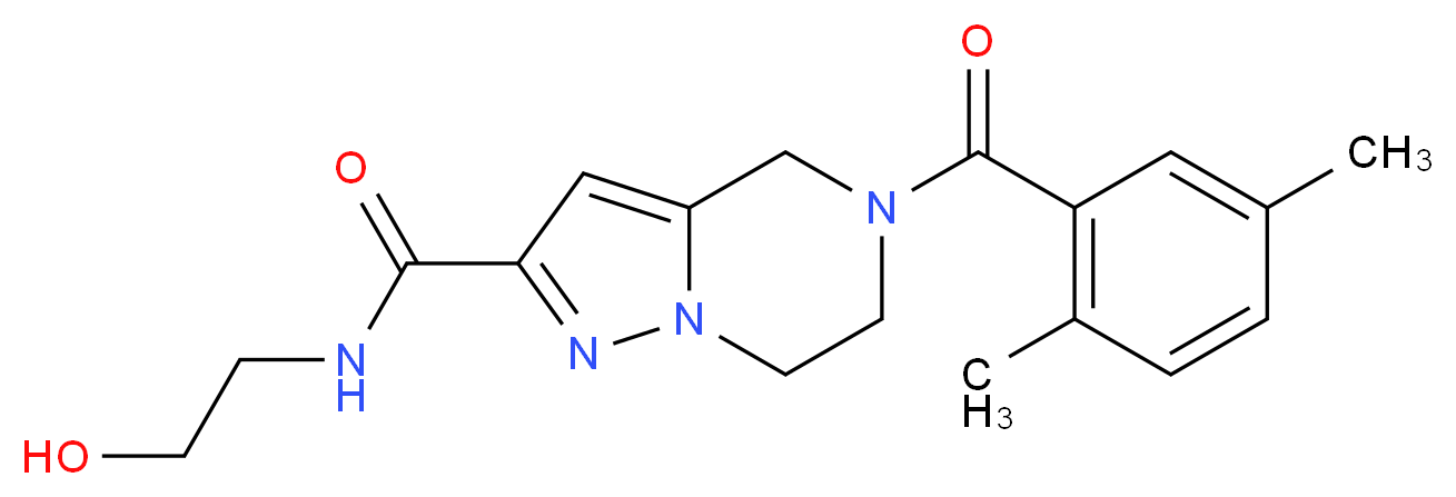 5-(2,5-dimethylbenzoyl)-N-(2-hydroxyethyl)-4,5,6,7-tetrahydropyrazolo[1,5-a]pyrazine-2-carboxamide_Molecular_structure_CAS_)
