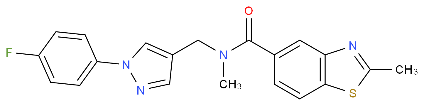 N-{[1-(4-fluorophenyl)-1H-pyrazol-4-yl]methyl}-N,2-dimethyl-1,3-benzothiazole-5-carboxamide_Molecular_structure_CAS_)