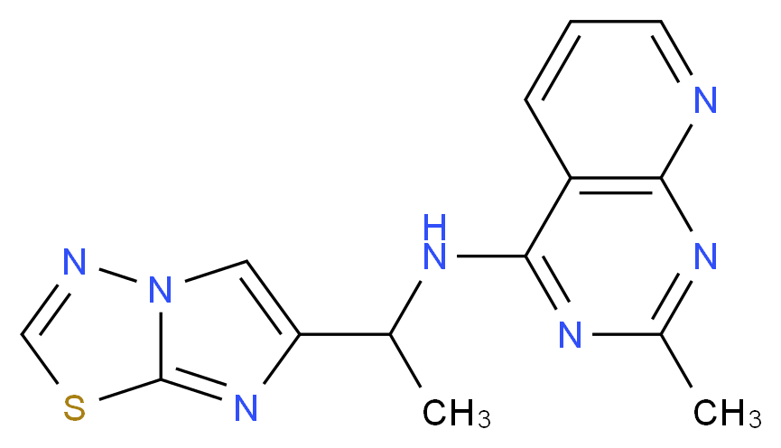 N-(1-imidazo[2,1-b][1,3,4]thiadiazol-6-ylethyl)-2-methylpyrido[2,3-d]pyrimidin-4-amine_Molecular_structure_CAS_)