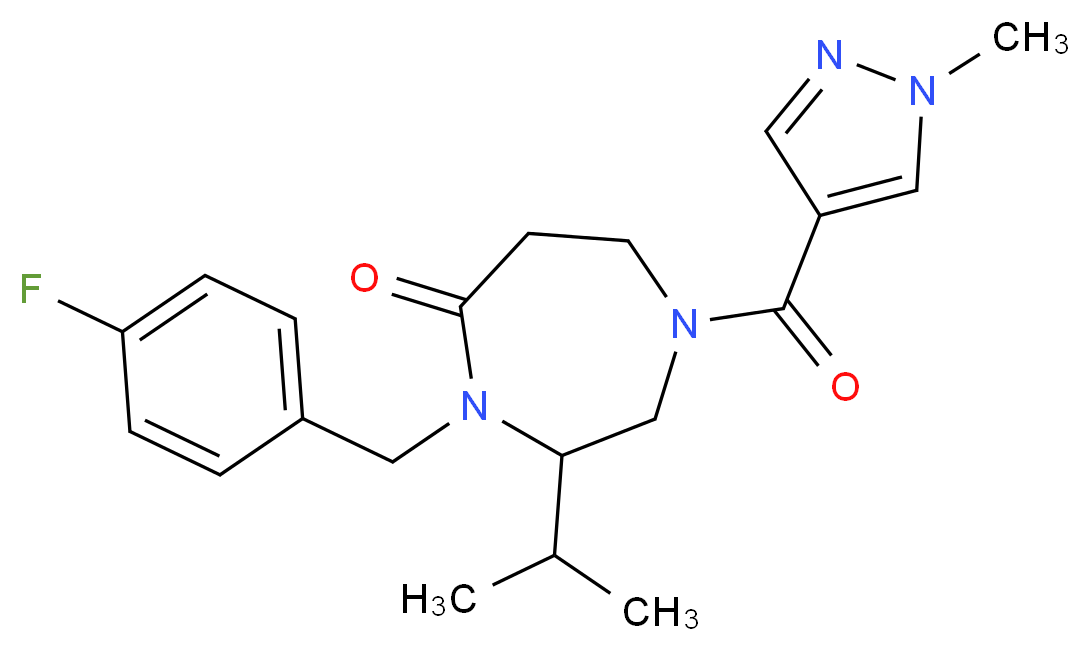 4-(4-fluorobenzyl)-3-isopropyl-1-[(1-methyl-1H-pyrazol-4-yl)carbonyl]-1,4-diazepan-5-one_Molecular_structure_CAS_)