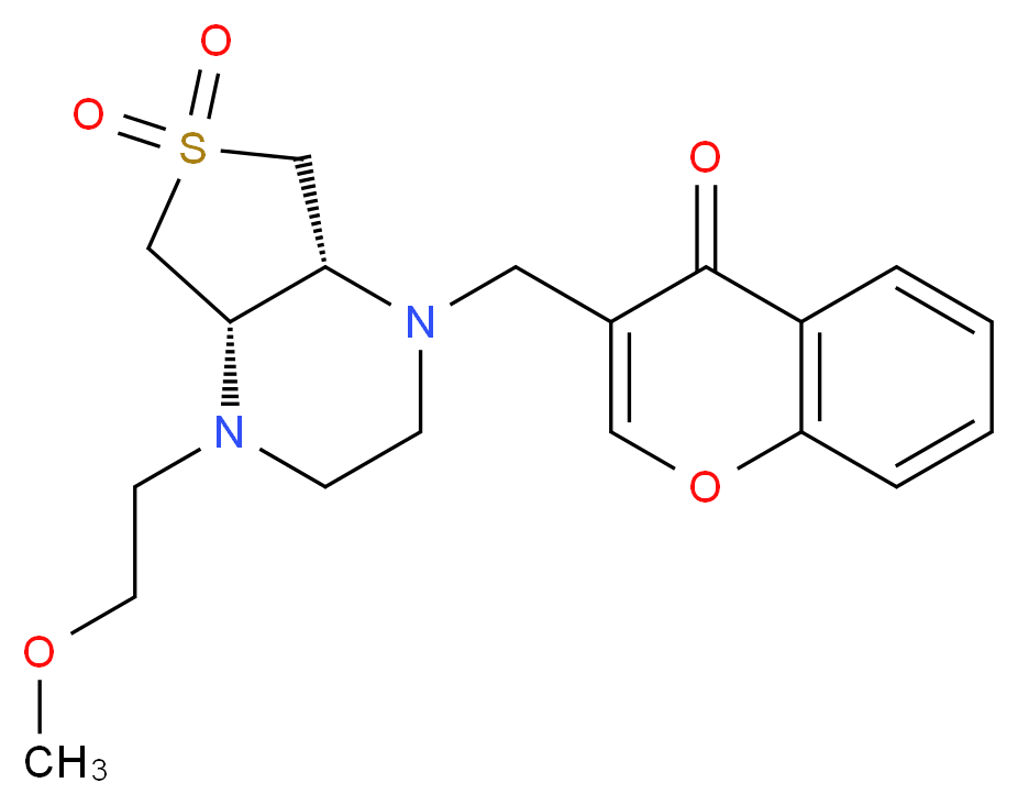 3-{[(4aS*,7aR*)-4-(2-methoxyethyl)-6,6-dioxidohexahydrothieno[3,4-b]pyrazin-1(2H)-yl]methyl}-4H-chromen-4-one_Molecular_structure_CAS_)
