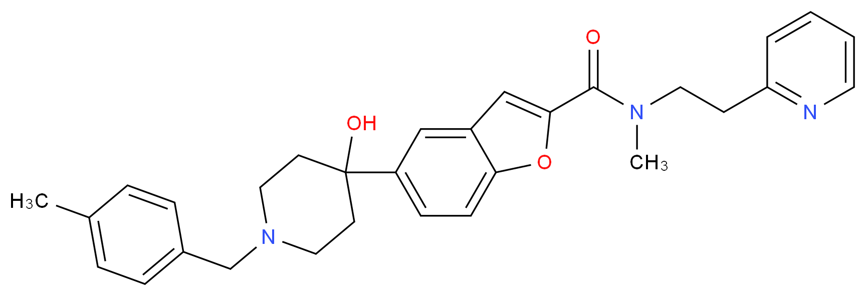 5-[4-hydroxy-1-(4-methylbenzyl)-4-piperidinyl]-N-methyl-N-[2-(2-pyridinyl)ethyl]-1-benzofuran-2-carboxamide_Molecular_structure_CAS_)