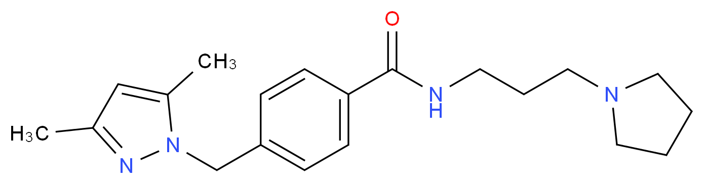 4-[(3,5-dimethyl-1H-pyrazol-1-yl)methyl]-N-[3-(1-pyrrolidinyl)propyl]benzamide_Molecular_structure_CAS_)