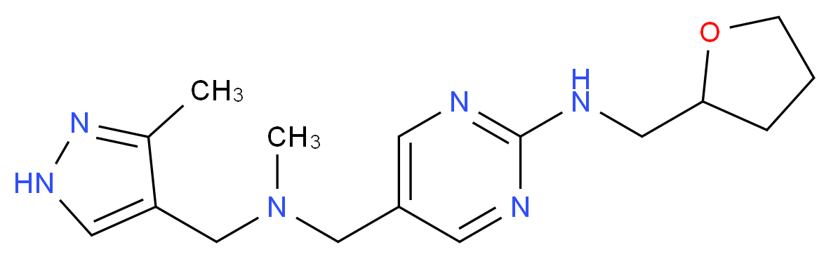 5-({methyl[(3-methyl-1H-pyrazol-4-yl)methyl]amino}methyl)-N-(tetrahydrofuran-2-ylmethyl)pyrimidin-2-amine_Molecular_structure_CAS_)