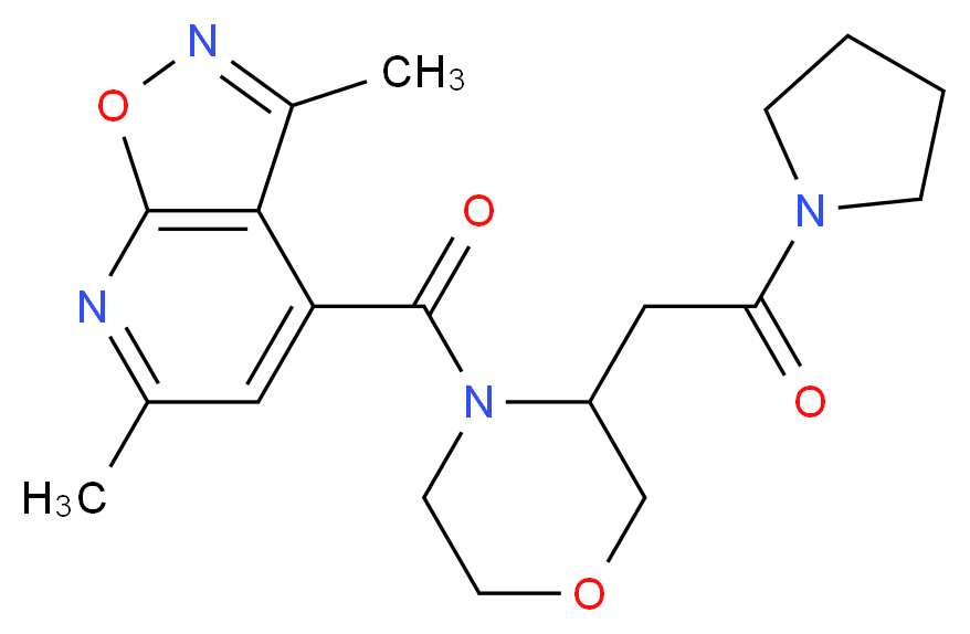 3,6-dimethyl-4-({3-[2-oxo-2-(1-pyrrolidinyl)ethyl]-4-morpholinyl}carbonyl)isoxazolo[5,4-b]pyridine_Molecular_structure_CAS_)