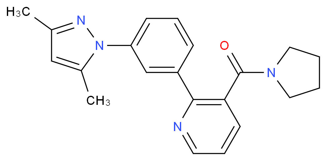 2-[3-(3,5-dimethyl-1H-pyrazol-1-yl)phenyl]-3-(pyrrolidin-1-ylcarbonyl)pyridine_Molecular_structure_CAS_)