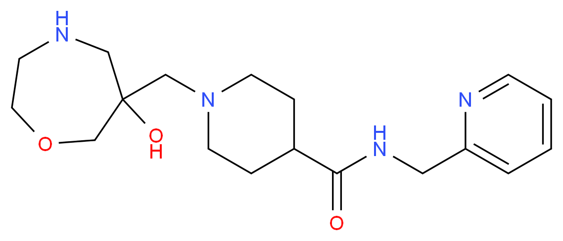 1-[(6-hydroxy-1,4-oxazepan-6-yl)methyl]-N-(pyridin-2-ylmethyl)piperidine-4-carboxamide_Molecular_structure_CAS_)