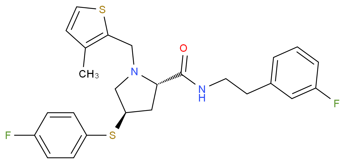 (4R)-N-[2-(3-fluorophenyl)ethyl]-4-[(4-fluorophenyl)thio]-1-[(3-methyl-2-thienyl)methyl]-L-prolinamide_Molecular_structure_CAS_)