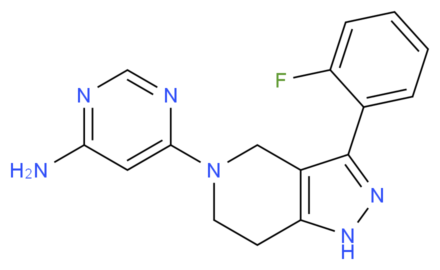6-[3-(2-fluorophenyl)-1,4,6,7-tetrahydro-5H-pyrazolo[4,3-c]pyridin-5-yl]pyrimidin-4-amine_Molecular_structure_CAS_)