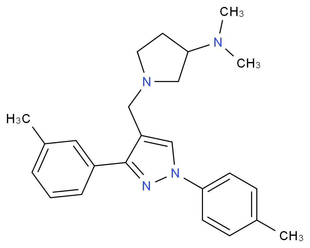 N,N-dimethyl-1-{[3-(3-methylphenyl)-1-(4-methylphenyl)-1H-pyrazol-4-yl]methyl}-3-pyrrolidinamine_Molecular_structure_CAS_)