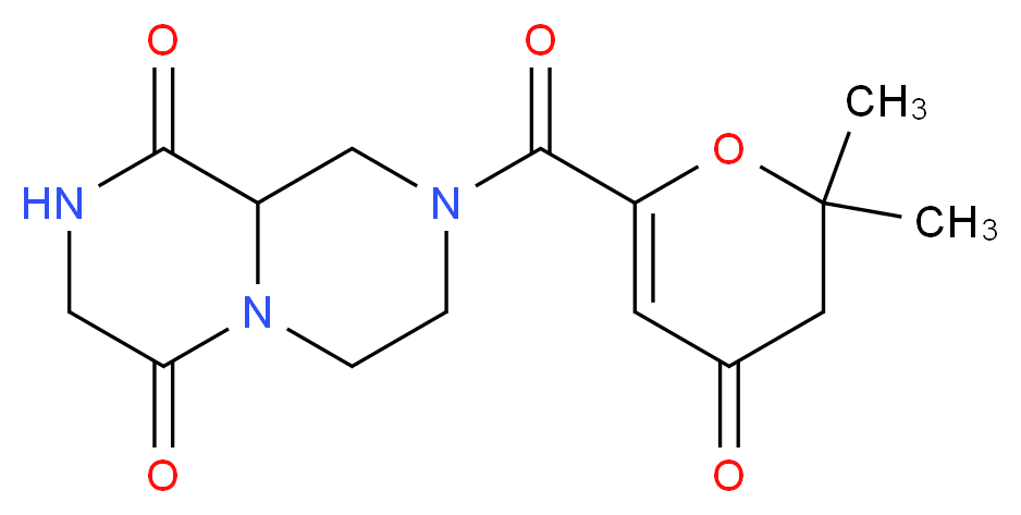 8-[(2,2-dimethyl-4-oxo-3,4-dihydro-2H-pyran-6-yl)carbonyl]tetrahydro-2H-pyrazino[1,2-a]pyrazine-1,4(3H,6H)-dione_Molecular_structure_CAS_)