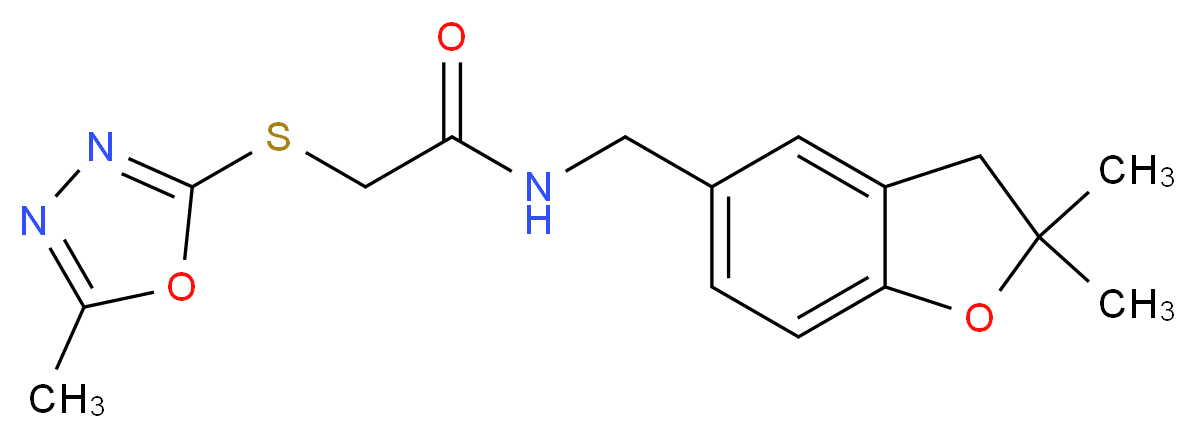 N-[(2,2-dimethyl-2,3-dihydro-1-benzofuran-5-yl)methyl]-2-[(5-methyl-1,3,4-oxadiazol-2-yl)thio]acetamide_Molecular_structure_CAS_)