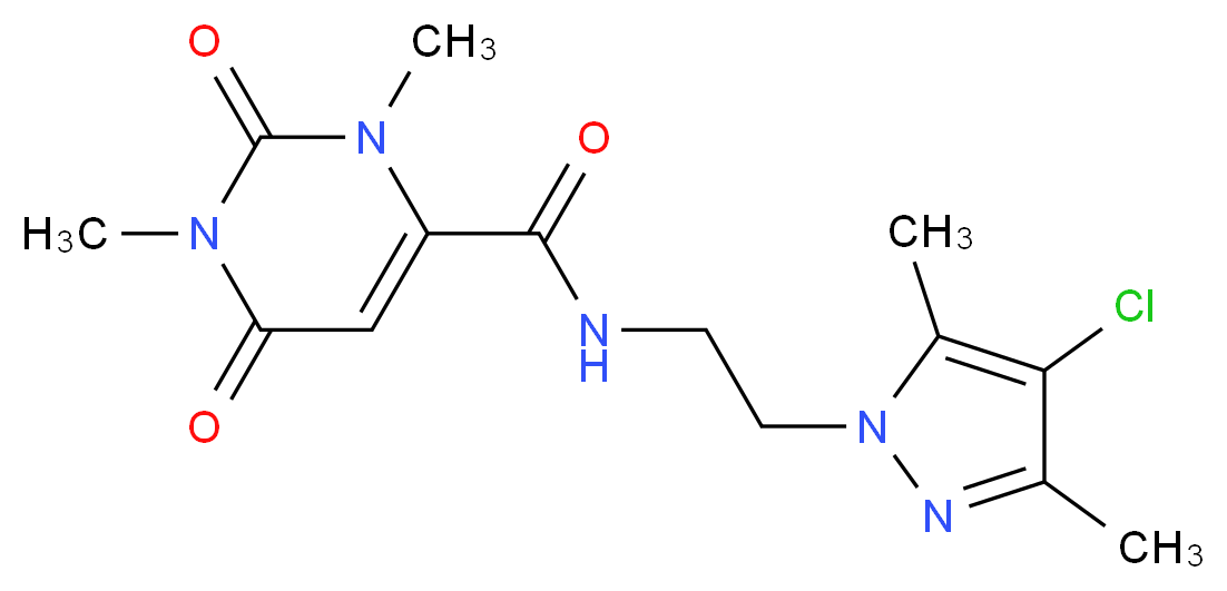N-[2-(4-chloro-3,5-dimethyl-1H-pyrazol-1-yl)ethyl]-1,3-dimethyl-2,6-dioxo-1,2,3,6-tetrahydro-4-pyrimidinecarboxamide_Molecular_structure_CAS_)