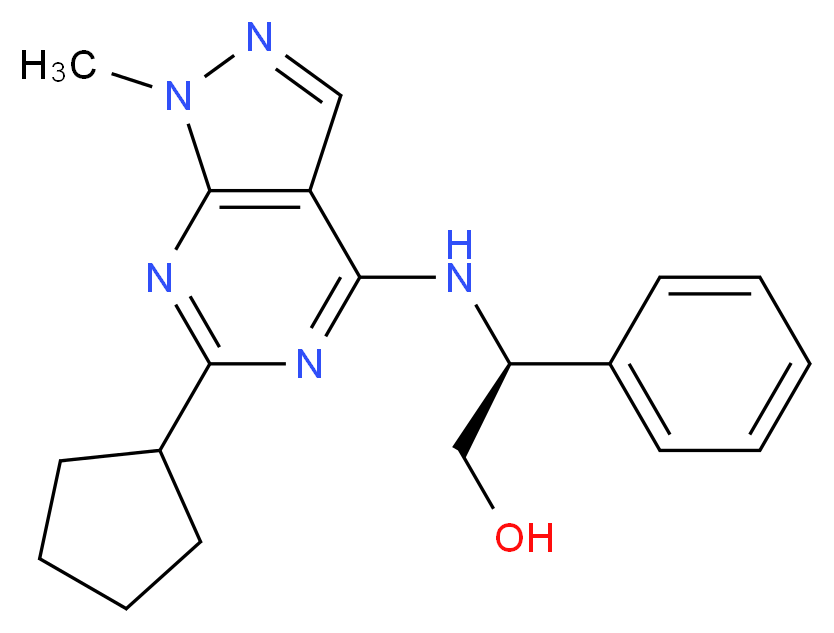 (2S)-2-[(6-cyclopentyl-1-methyl-1H-pyrazolo[3,4-d]pyrimidin-4-yl)amino]-2-phenylethanol_Molecular_structure_CAS_)