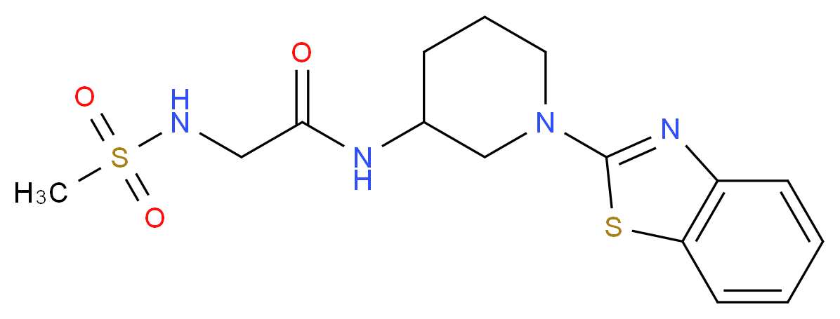 N~1~-[1-(1,3-benzothiazol-2-yl)-3-piperidinyl]-N~2~-(methylsulfonyl)glycinamide_Molecular_structure_CAS_)