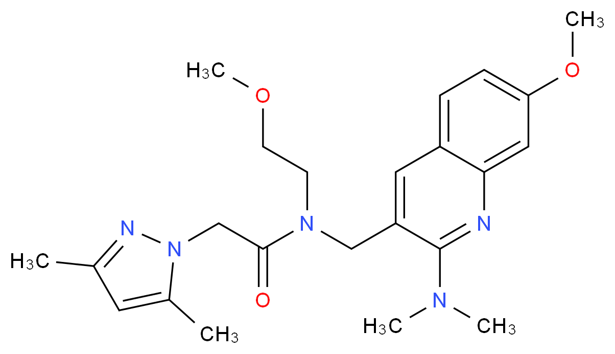 N-{[2-(dimethylamino)-7-methoxy-3-quinolinyl]methyl}-2-(3,5-dimethyl-1H-pyrazol-1-yl)-N-(2-methoxyethyl)acetamide_Molecular_structure_CAS_)