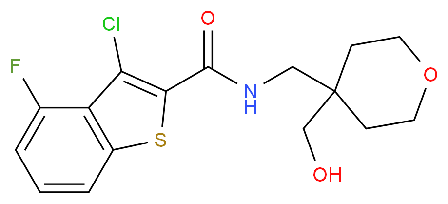 3-chloro-4-fluoro-N-{[4-(hydroxymethyl)tetrahydro-2H-pyran-4-yl]methyl}-1-benzothiophene-2-carboxamide_Molecular_structure_CAS_)