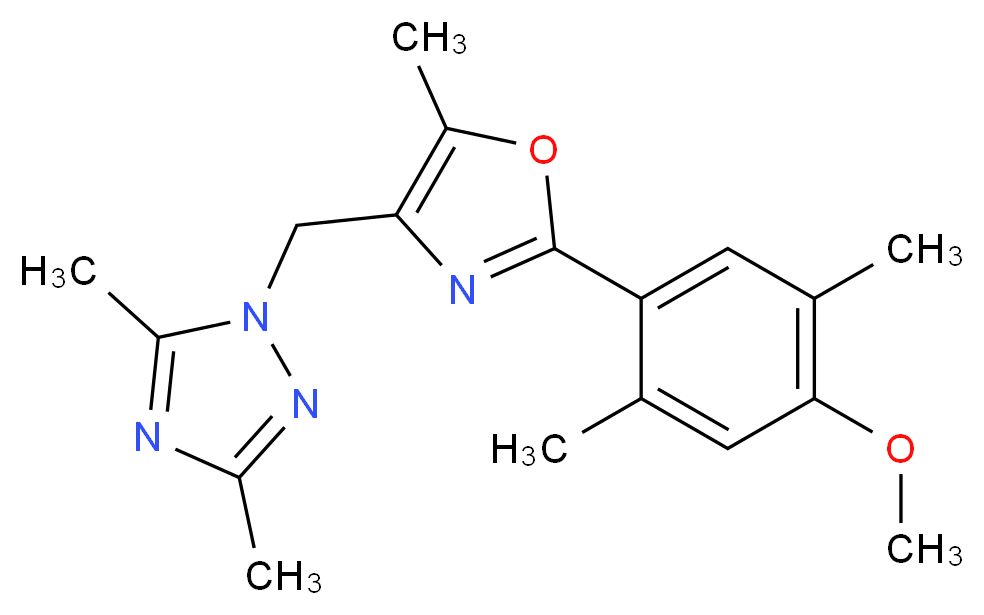 1-{[2-(4-methoxy-2,5-dimethylphenyl)-5-methyl-1,3-oxazol-4-yl]methyl}-3,5-dimethyl-1H-1,2,4-triazole_Molecular_structure_CAS_)