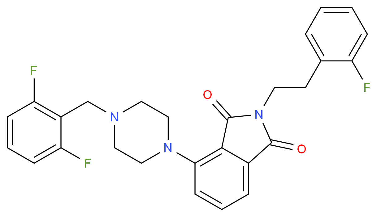 4-[4-(2,6-difluorobenzyl)-1-piperazinyl]-2-[2-(2-fluorophenyl)ethyl]-1H-isoindole-1,3(2H)-dione_Molecular_structure_CAS_)